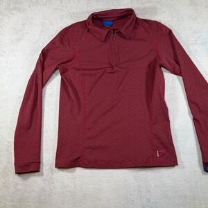 Irideon Riding Wear Womens Medium Burgundy Diamond Grid Quarter Zip Equestrian